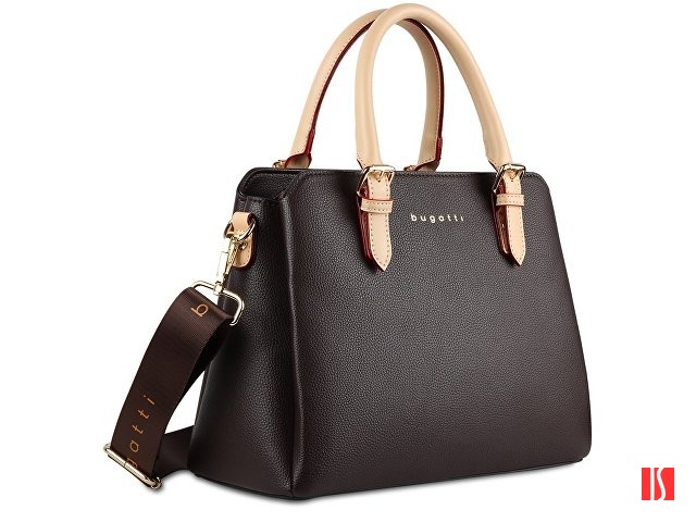Сумка женская BUGATTI Ella, тёмно-коричневая, полиуретан, 30х12х23 см