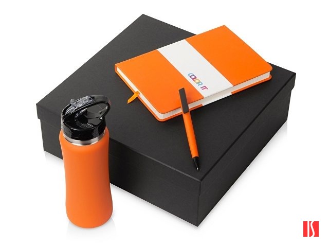 Купить Подарочный набор c блокнотом C3, ручкой и бутылкой, оранжевый Подарочный набор c блокнотом C3, ручкой и бутылкой, оранжевый