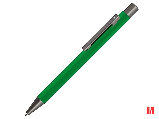 Ручка шариковая UMA «STRAIGHT GUM» soft-touch, с зеркальной гравировкой, зеленый