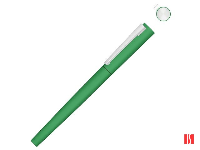 Ручка металлическая роллер «Brush R GUM» soft-touch с зеркальной гравировкой, зеленый