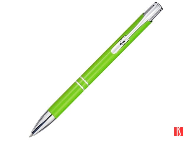 Алюминиевая шариковая кнопочная ручка Moneta, черные чернила, лайм