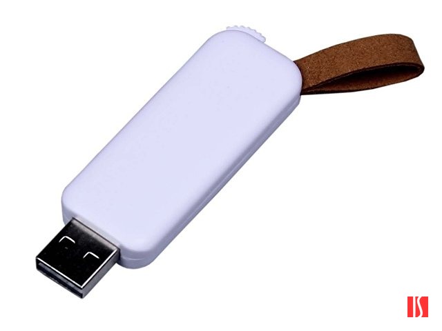 USB-флешка промо на 64 ГБ прямоугольной формы, выдвижной механизм, белый