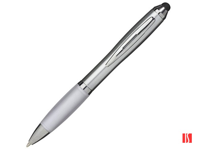 Ручка-стилус шариковая "Nash", серебристый/белый