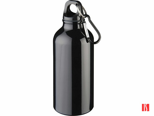 Бутылка для воды с карабином Oregon, объемом 400 мл, сплошной черный