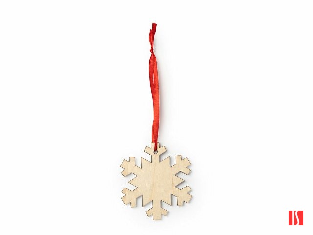 Деревянное новогоднее украшение JINGLE, снежинка, натуральный