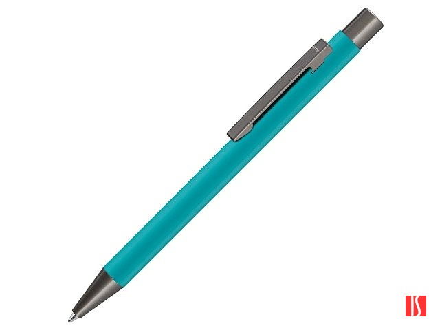 Ручка шариковая UMA «STRAIGHT GUM» soft-touch, с зеркальной гравировкой, морская волна