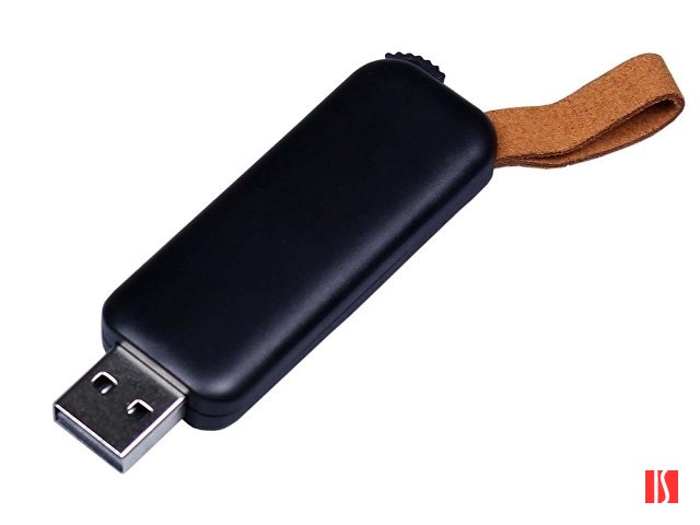 USB-флешка промо на 64 ГБ прямоугольной формы, выдвижной механизм, черный