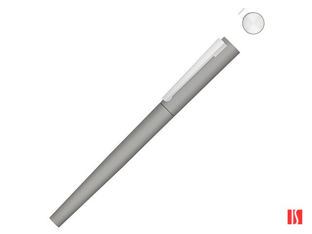 Ручка металлическая роллер «Brush R GUM» soft-touch с зеркальной гравировкой, серый