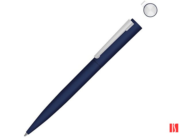 Металлическая шариковая ручка soft touch "Brush gum", темно-синий