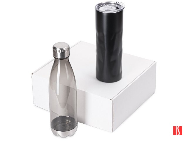 Подарочный набор с термокружкой и бутылкой «Water cross», черный