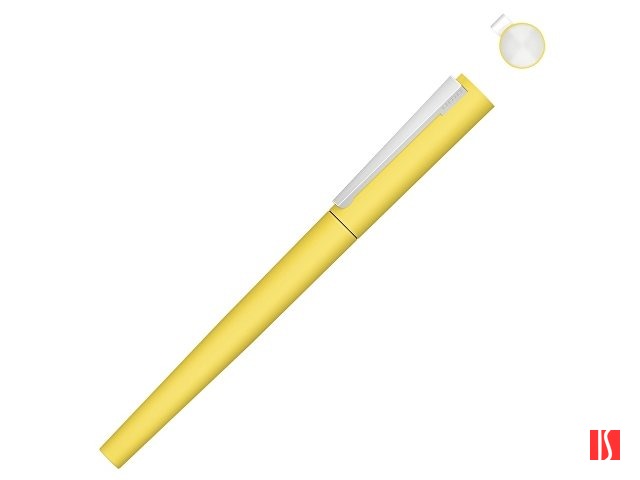 Ручка металлическая роллер «Brush R GUM» soft-touch с зеркальной гравировкой, желтый