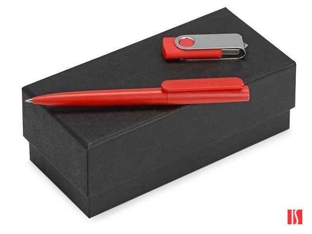 Подарочный набор Qumbo с ручкой и флешкой, красный