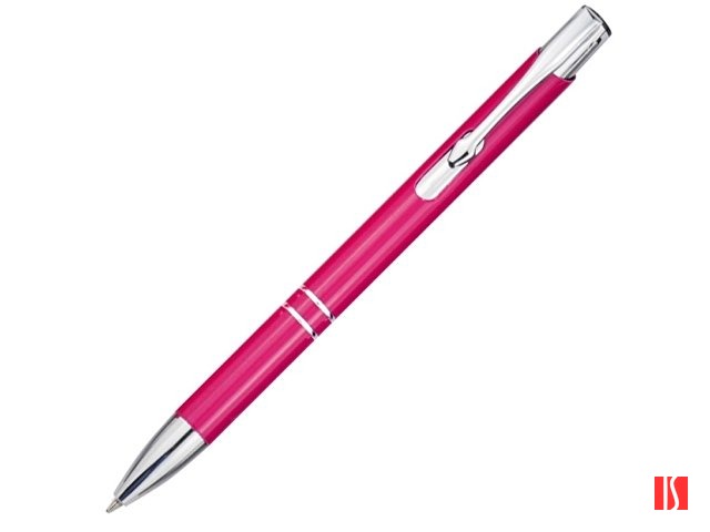 Алюминиевая шариковая кнопочная ручка Moneta, черные чернила, фуксия