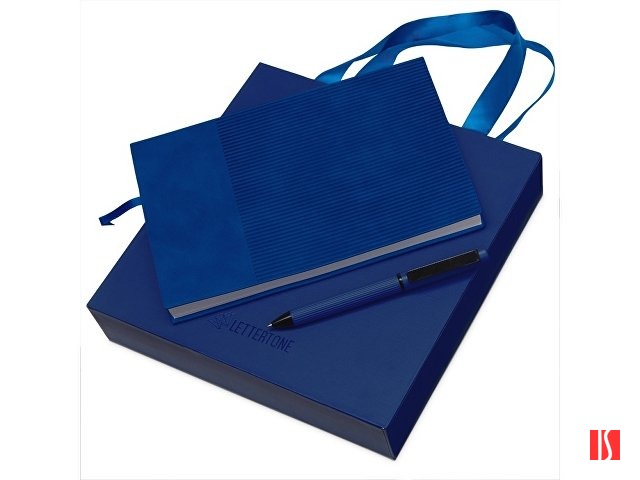 Набор блокнот в гибкой обложке А5 и металлическая шариковая ручка "Nabokov", синий