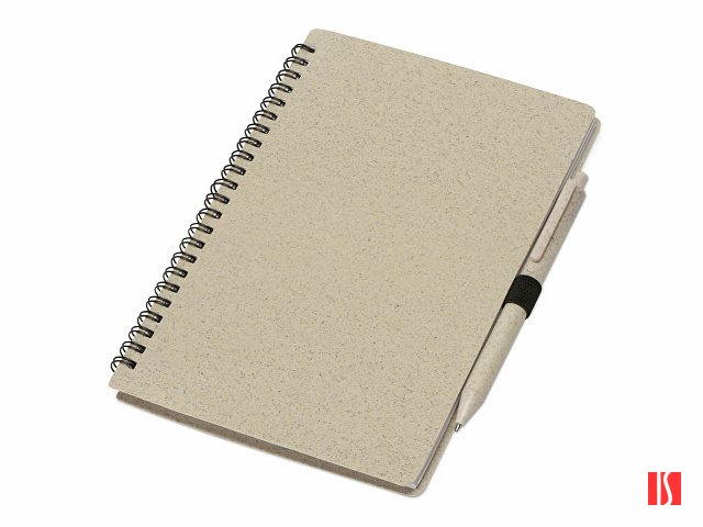 Блокнот А5 «Toledo M», бежевый + ручка шариковая «Pianta» из пшеничной соломы, бежевый