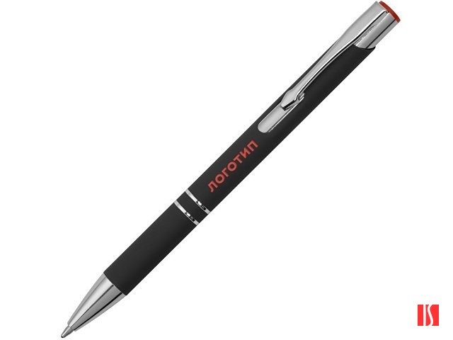 Ручка металлическая шариковая "Legend Mirror Gum" софт-тач с цветным слоем, черный / красный