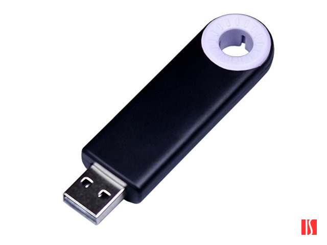 USB-флешка промо на 4 Гб прямоугольной формы, выдвижной механизм, белый
