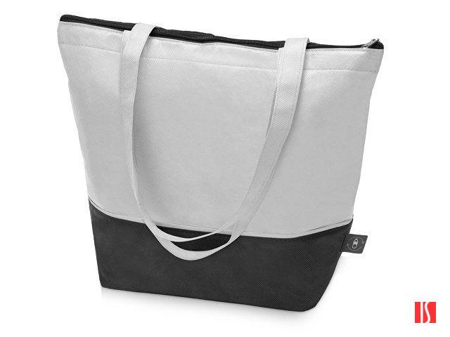 Сумка-холодильник Reviver с длинными ручками из нетканого переработанного материала RPET, белый/черный