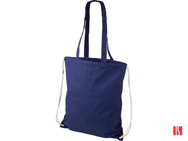 Рюкзак со шнурком Eliza из хлопчатобумажной ткани плотностью 240 г/м2, темно-синий