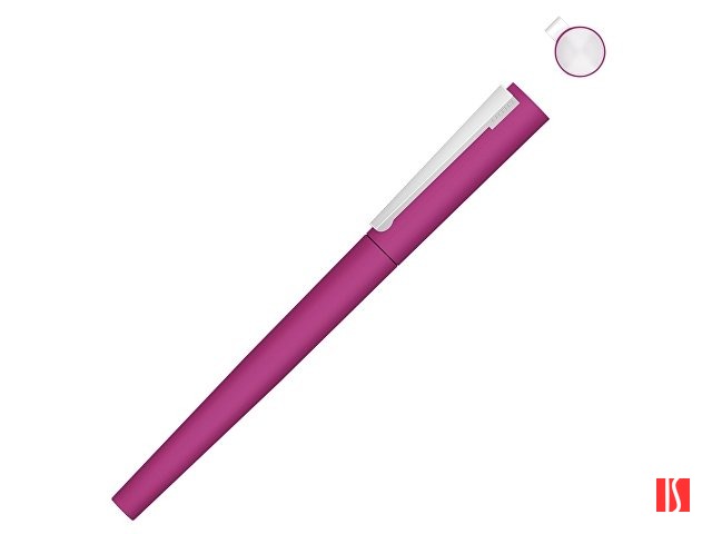 Ручка металлическая роллер «Brush R GUM» soft-touch с зеркальной гравировкой, розовый