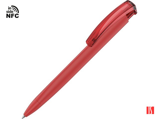 Ручка пластиковая шариковая трехгранная «Trinity K transparent Gum» soft-touch с чипом передачи инфо, красный