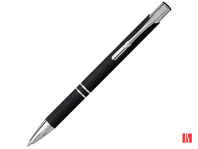 Шариковая кнопочная ручка Moneta с матовым антискользящим покрытием, черный