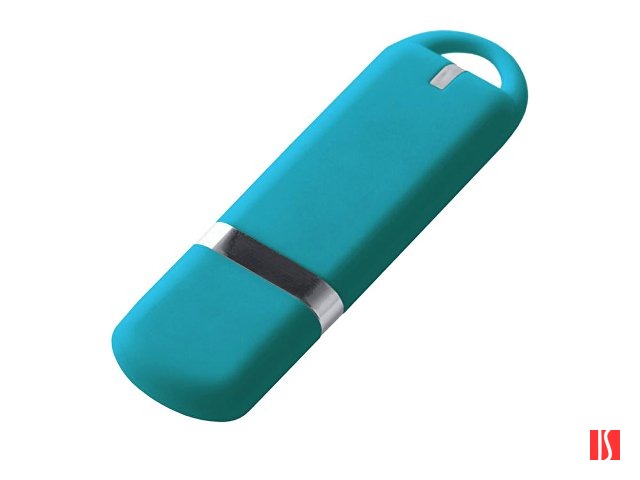 USB-флешка на 128 ГБ 3.0 USB, с покрытием soft-touch, голубой