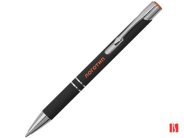 Ручка металлическая шариковая "Legend Mirror Gum" софт-тач с цветным слоем, черный / оранжевый