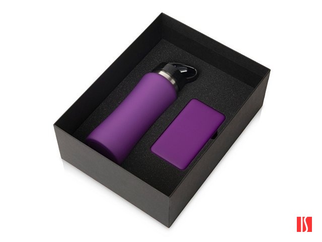 Купить Подарочный набор с бутылкой для воды и повербанком С1, 5000 mAh, фиолетовый Подарочный набор с бутылкой для воды и повербанком С1, 5000 mAh, фиолетовый