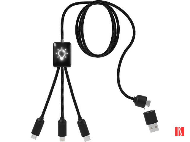 Удлиненный кабель 5-в-1 SCX.design C28, черный с белой подсветкой