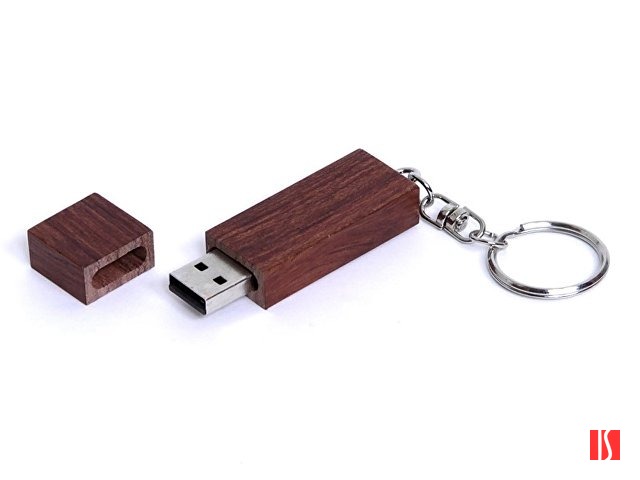 USB-флешка на 64 Гб прямоугольная форма, колпачек с магнитом, коричневый