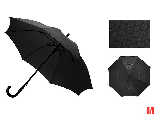 Зонт-трость полуавтомат Wetty с проявляющимся рисунком, черный