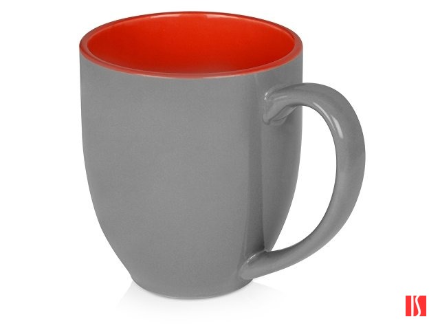 Кружка керамическая «Gracy» 450мл, серый/красный