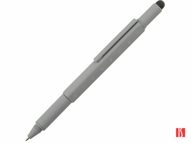 Ручка шариковая металлическая "Tool", серый. Встроенный уровень, мини отвертка, стилус