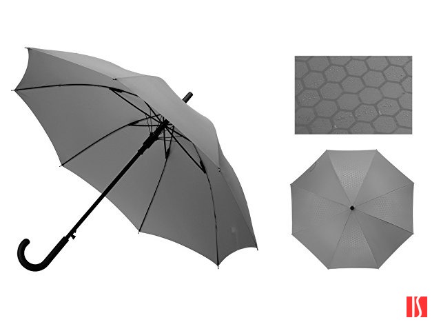 Зонт-трость полуавтомат Wetty с проявляющимся рисунком, серый