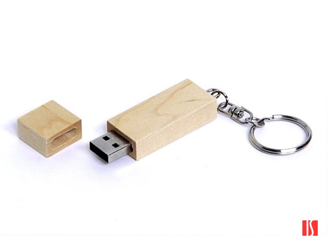 USB-флешка на 128 Гб прямоугольная форма, колпачек с магнитом, натуральный