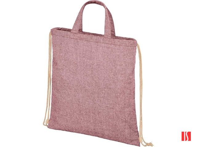 Рюкзак со шнурком Pheebs из 210 г/м2 переработанного хлопка, бордовый меланж