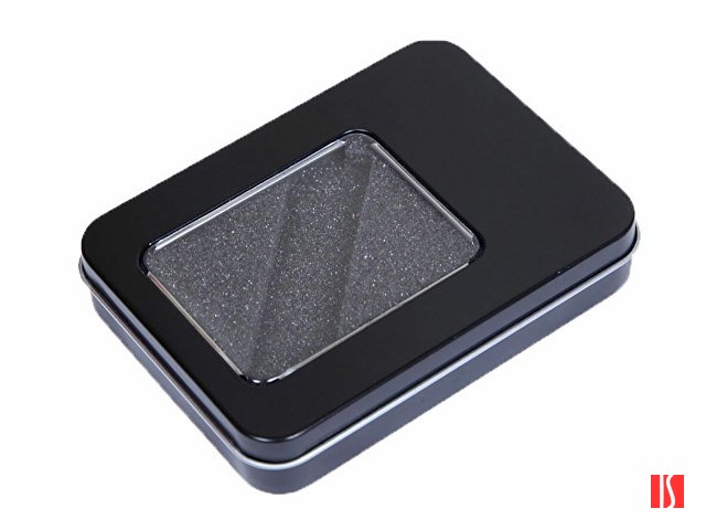 Металлическая коробочка G04 черного цвета с прозрачным окошком