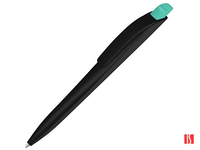 Ручка шариковая пластиковая "Stream", черный/бирюзовый