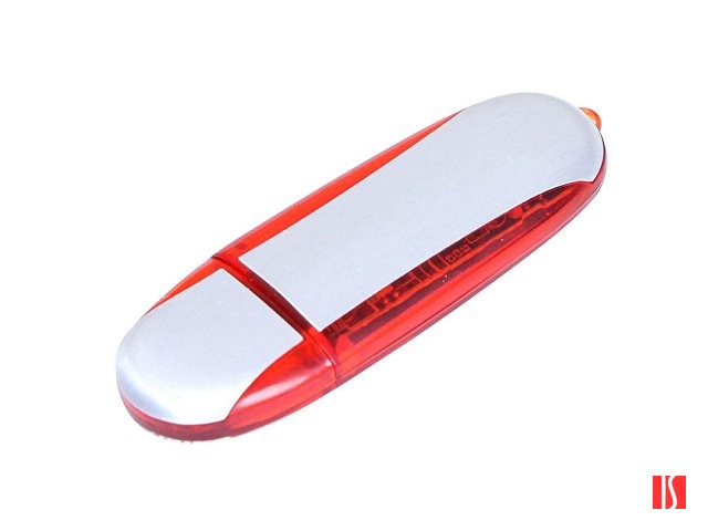 Флешка 3.0 промо овальной формы, 128 Гб, серебристый/красный