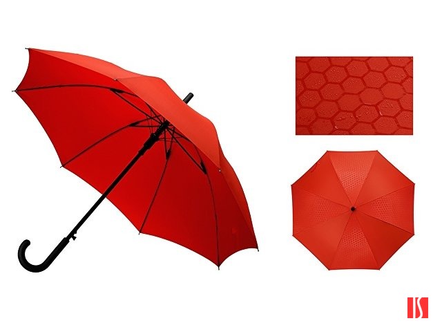Зонт-трость полуавтомат Wetty с проявляющимся рисунком, красный