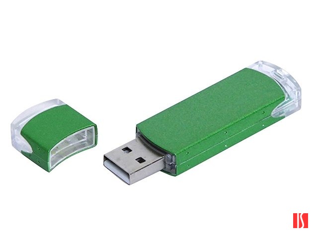 Флешка промо прямоугольной классической формы, 32 Гб, зеленый