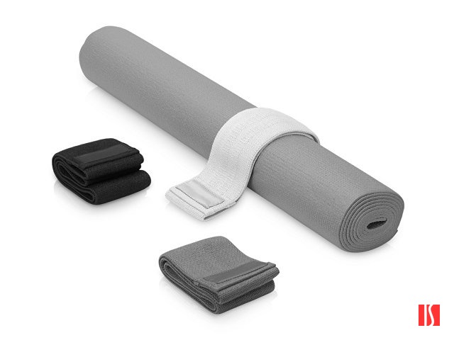 Подарочный набор с ковриком и фитнес резинками "Virasana", серый