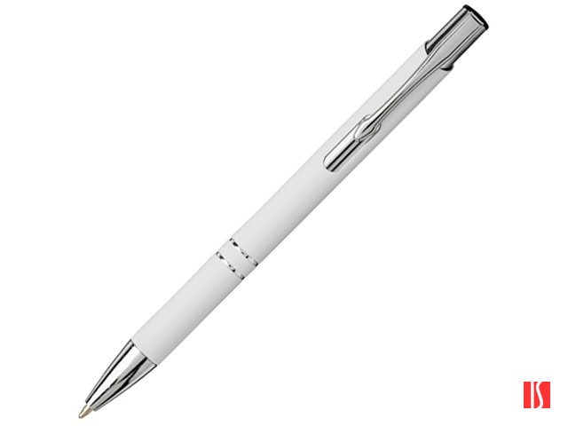 Шариковая кнопочная ручка Moneta с матовым антискользящим покрытием, белый