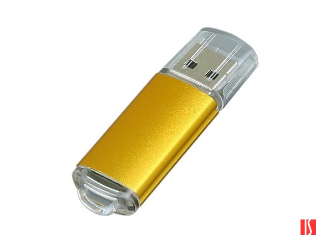 Флешка промо прямоугольной формы  c прозрачным колпачком, 32 Гб, золотистый