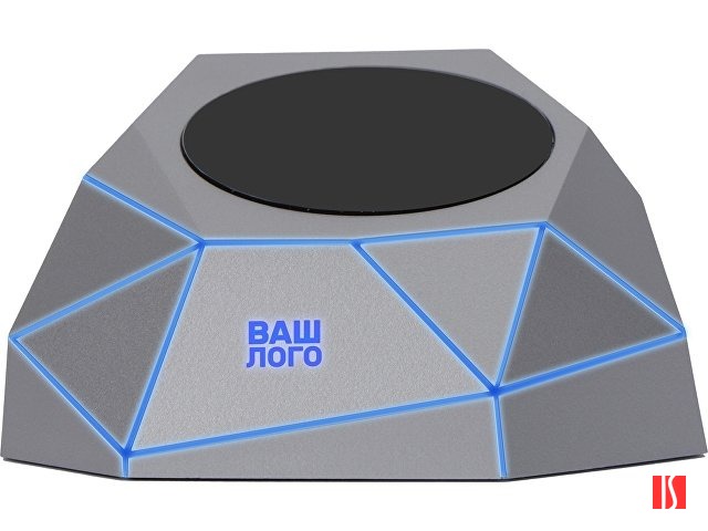 Док-станция «Geo Dock» с быстрой беспроводной зарядкой, серебристый с синей подсветкой. XOOPAR