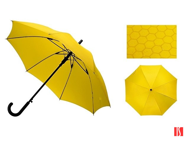 Зонт-трость полуавтомат Wetty с проявляющимся рисунком, желтый