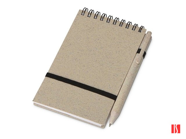 Блокнот B7 «Toledo S», бежевый + ручка шариковая «Pianta» из пшеничной соломы, бежевый