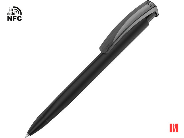 Ручка пластиковая шариковая трехгранная «Trinity K transparent Gum» soft-touch с чипом передачи инфо, черный