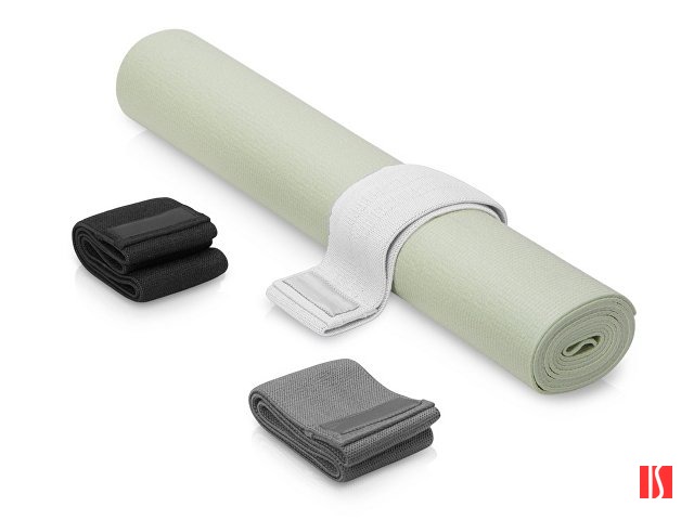 Подарочный набор с ковриком и фитнес резинками "Virasana", оливковый